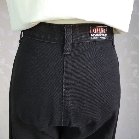 Vintage 90s High Rise Denim Mom Jeans 100% Cotton Washed Black Ozark 26 - Picture 6 of 15
